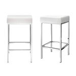 Artiss 4x Bar Stools Leather Padded Metal White - Furniture > Bar Stools & Chairs > Table & Bar Stools