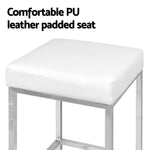 Artiss 4x Bar Stools Leather Padded Metal White - Furniture > Bar Stools & Chairs > Table & Bar Stools