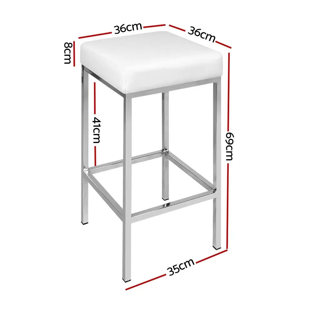 Artiss 4x Bar Stools Leather Padded Metal White - Furniture > Bar Stools & Chairs > Table & Bar Stools