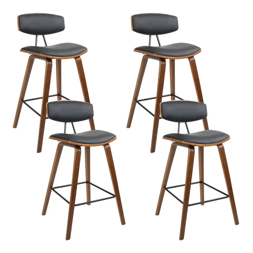 Artiss 4x Bar Stools Leather Padded w/Backrest - Furniture > Bar Stools & Chairs