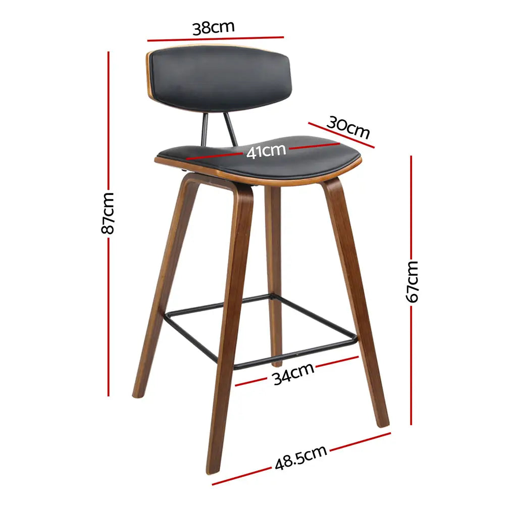 Artiss 4x Bar Stools Leather Padded w/Backrest - Furniture > Bar Stools & Chairs