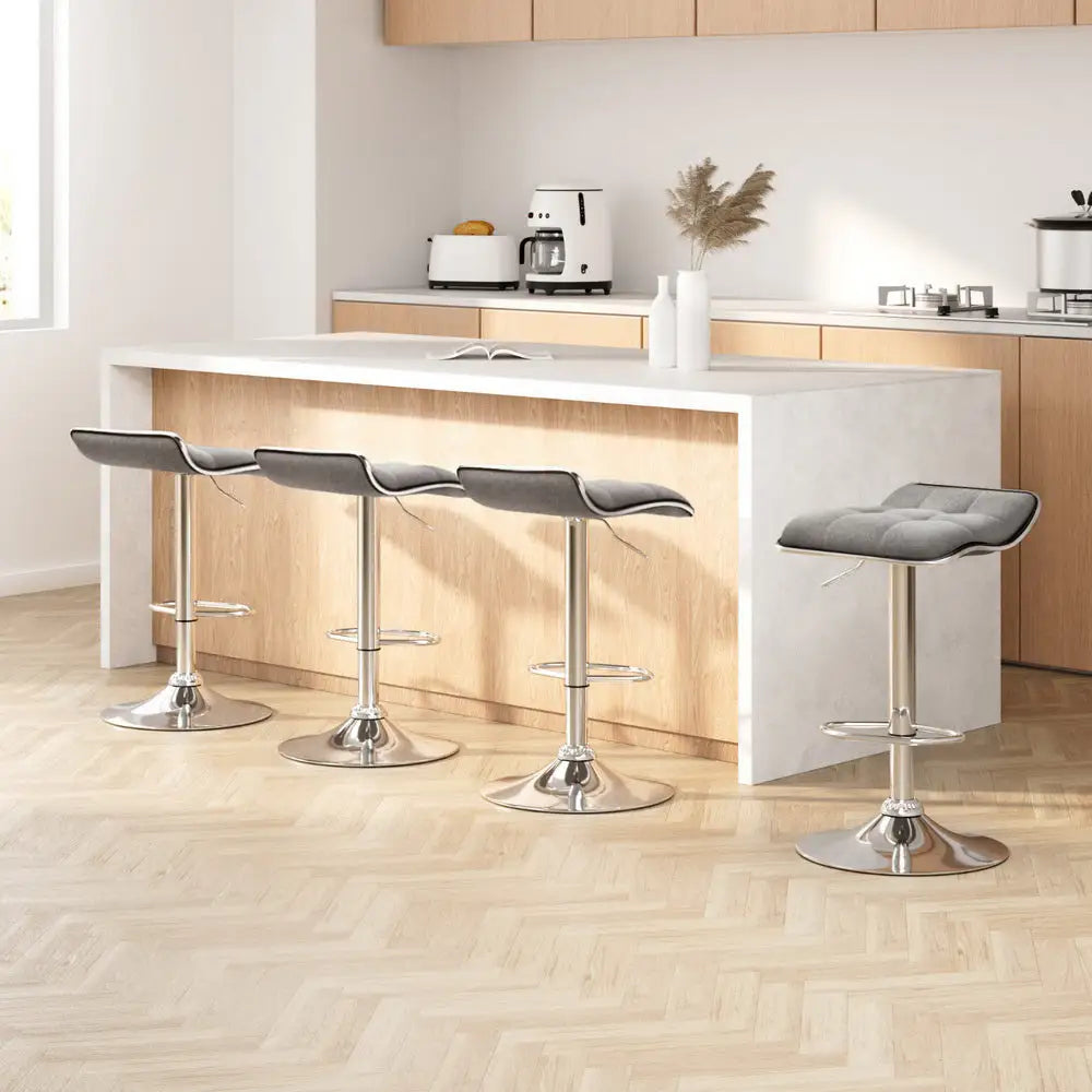 Artiss 4x Bar Stools Linen Padded Gas Lift - Furniture > Bar Stools & Chairs > Table & Bar Stools