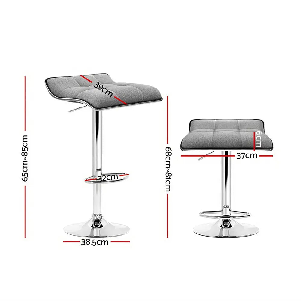 Artiss 4x Bar Stools Linen Padded Gas Lift - Furniture > Bar Stools & Chairs > Table & Bar Stools