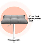 Artiss 4x Bar Stools Linen Padded Gas Lift - Furniture > Bar Stools & Chairs > Table & Bar Stools