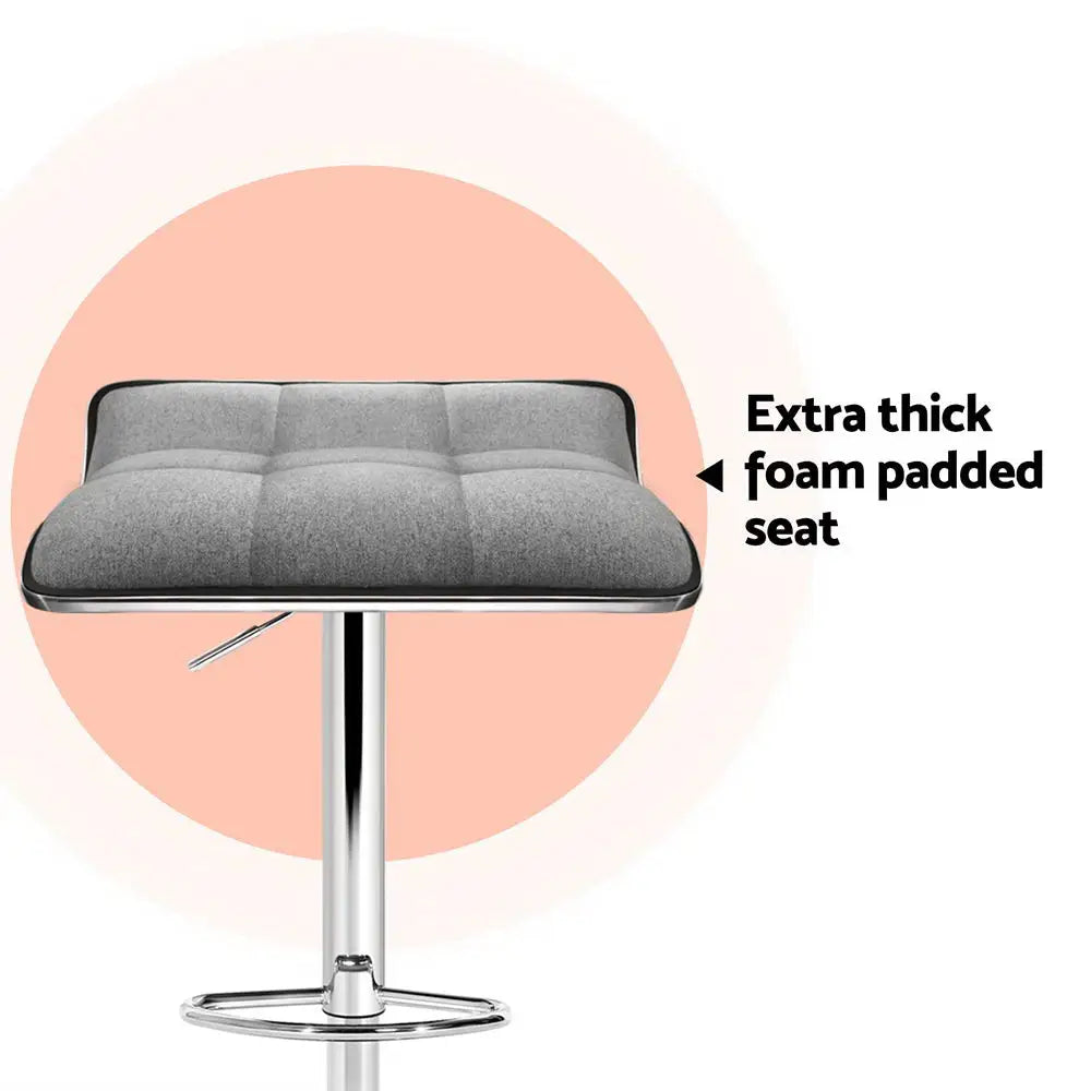 Artiss 4x Bar Stools Linen Padded Gas Lift - Furniture > Bar Stools & Chairs > Table & Bar Stools