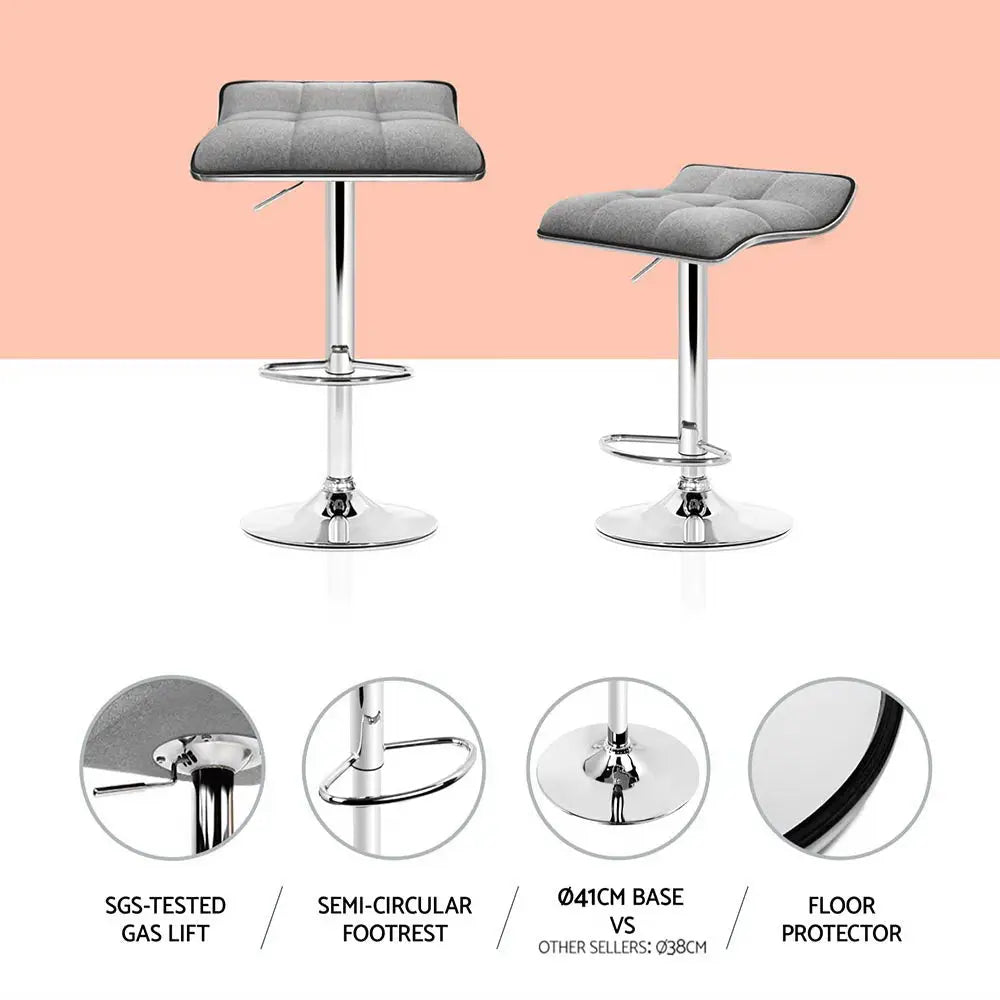 Artiss 4x Bar Stools Linen Padded Gas Lift - Furniture > Bar Stools & Chairs > Table & Bar Stools