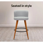 Artiss 4x Bar Stools Linen Padded Wooden Grey - Furniture > Bar Stools & Chairs