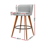 Artiss 4x Bar Stools Linen Padded Wooden Grey - Furniture > Bar Stools & Chairs