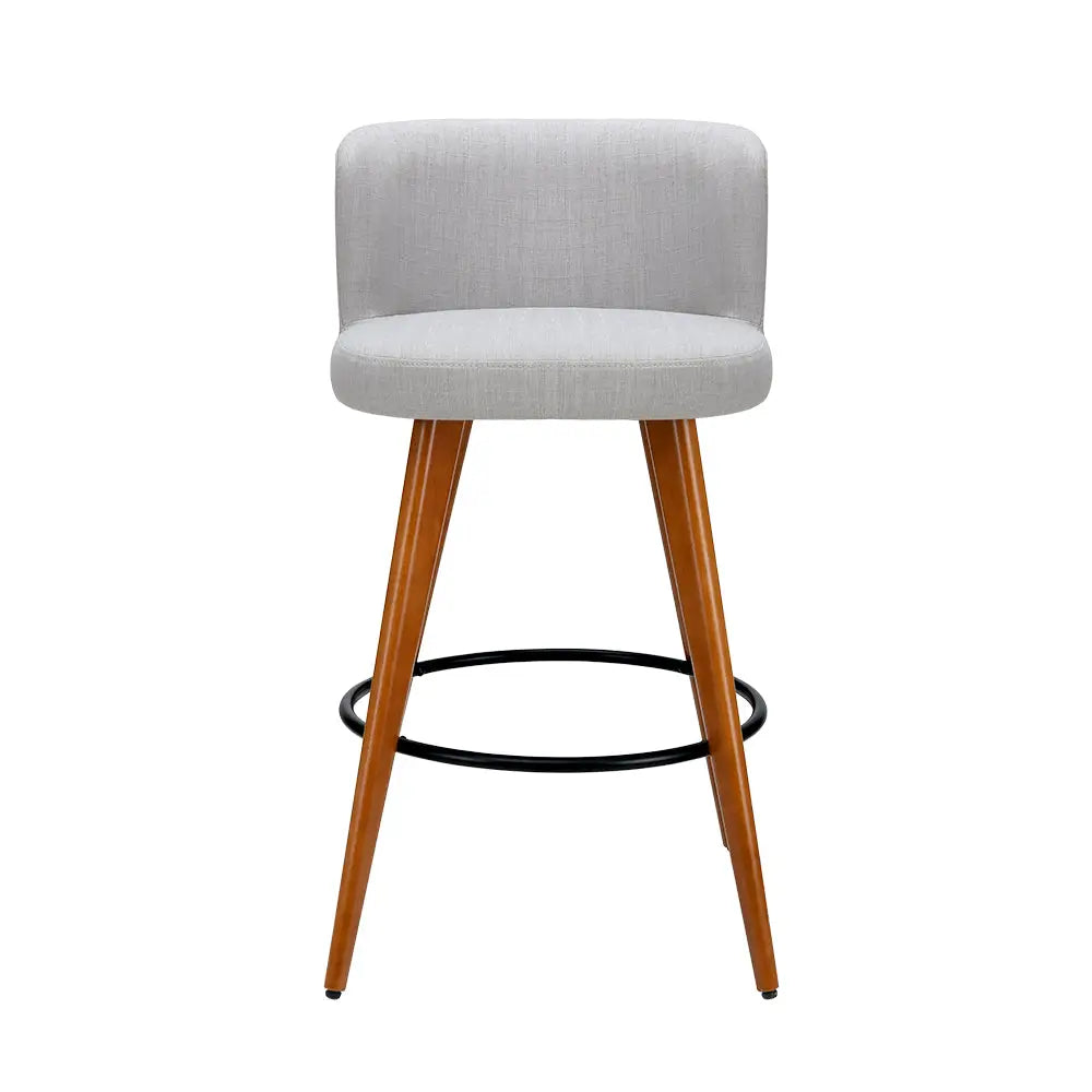 Artiss 4x Bar Stools Linen Padded Wooden Grey - Furniture > Bar Stools & Chairs