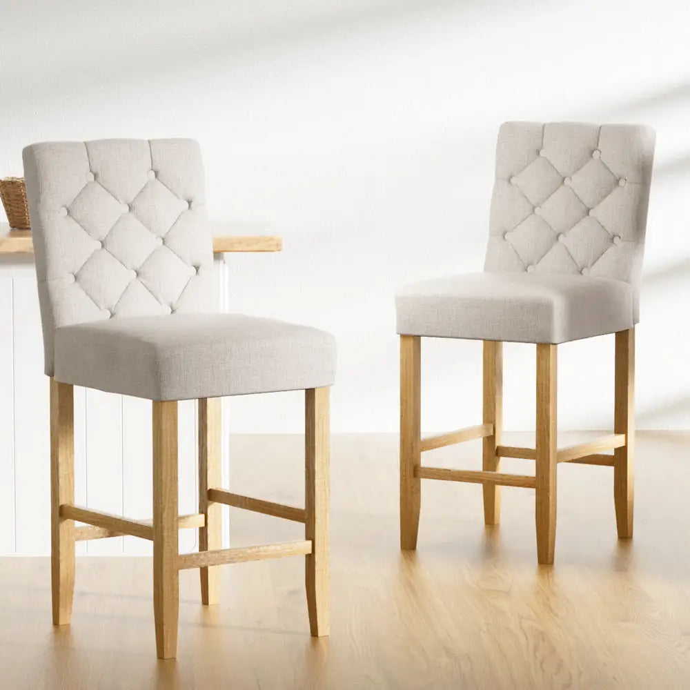 Artiss 4x Bar Stools Linen Upholstered Chairs - Furniture > Bar Stools & Chairs > Massage Chairs
