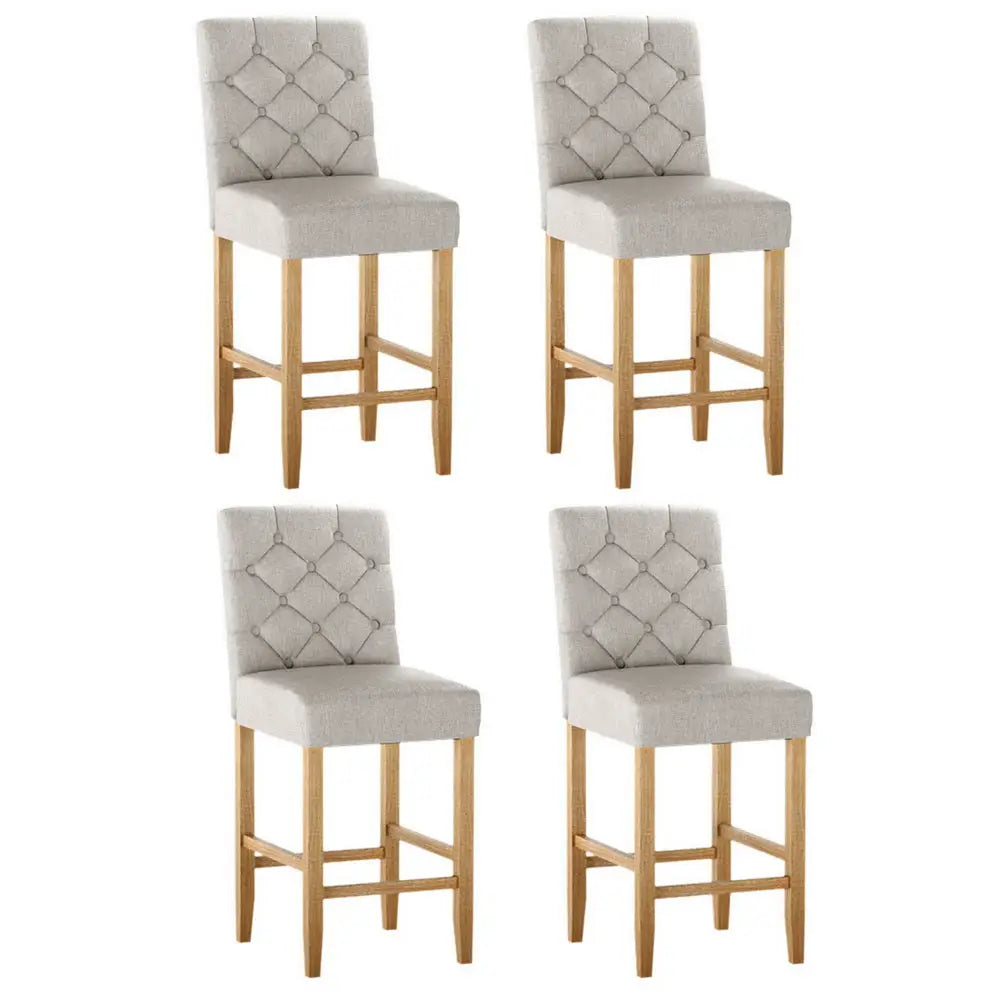 Artiss 4x Bar Stools Linen Upholstered Chairs - Furniture > Bar Stools & Chairs > Massage Chairs