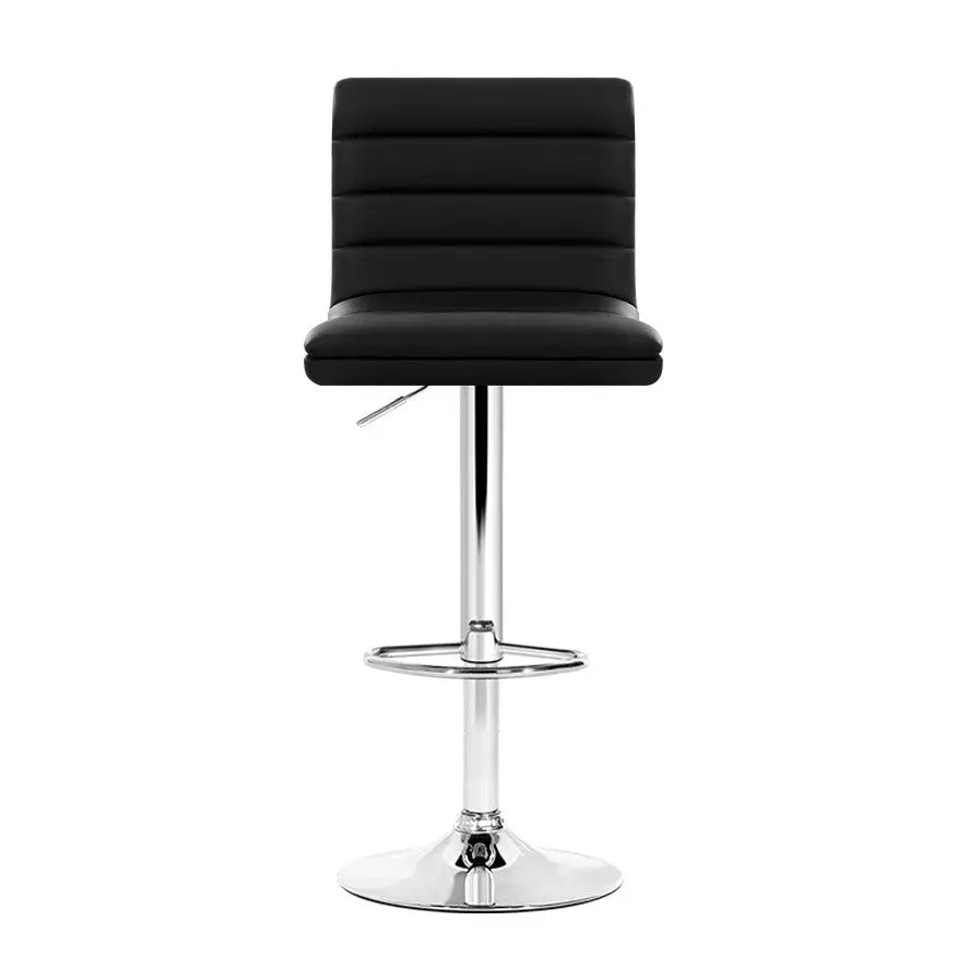 Artiss 4x Bar Stools Padded Leather Gas Lift Black - Furniture > Bar Stools & Chairs
