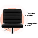 Artiss 4x Bar Stools Padded Leather Gas Lift Black - Furniture > Bar Stools & Chairs