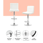Artiss 4x Bar Stools Padded Leather Gas Lift White - Furniture > Bar Stools & Chairs