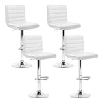 Artiss 4x Bar Stools Padded Leather Gas Lift White - Furniture > Bar Stools & Chairs