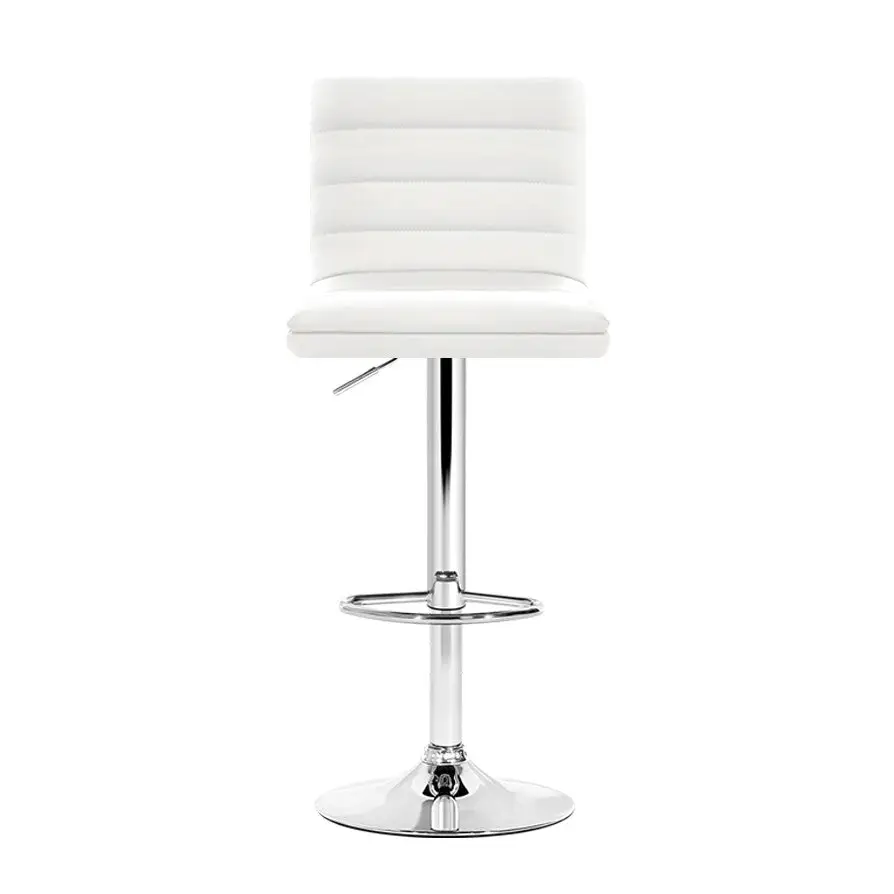 Artiss 4x Bar Stools Padded Leather Gas Lift White - Furniture > Bar Stools & Chairs