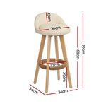 Artiss 4x Bar Stools Padded Leather Wooden Beige - Furniture > Bar Stools & Chairs > Table & Bar Stools