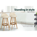 Artiss 4x Bar Stools Padded Leather Wooden Beige - Furniture > Bar Stools & Chairs > Table & Bar Stools