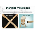 Artiss 4x Bar Stools Padded Leather Wooden Beige - Furniture > Bar Stools & Chairs > Table & Bar Stools