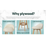 Artiss 4x Bar Stools Padded Leather Wooden Beige - Furniture > Bar Stools & Chairs > Table & Bar Stools