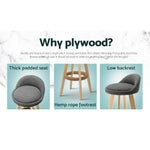Artiss 4x Bar Stools Padded Linen Wooden Grey - Furniture > Bar Stools & Chairs > Table & Bar Stools