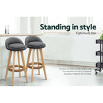 Artiss 4x Bar Stools Padded Linen Wooden Grey - Furniture > Bar Stools & Chairs > Table & Bar Stools