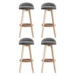 Artiss 4x Bar Stools Padded Linen Wooden Grey - Furniture > Bar Stools & Chairs > Table & Bar Stools