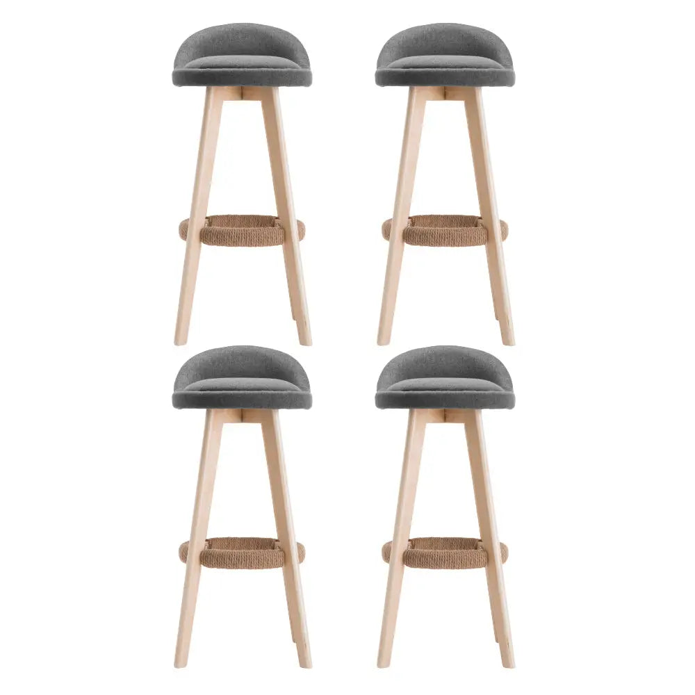Artiss 4x Bar Stools Padded Linen Wooden Grey - Furniture > Bar Stools & Chairs > Table & Bar Stools