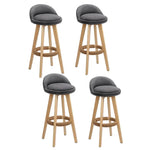 Artiss 4x Bar Stools Padded Linen Wooden Grey - Furniture > Bar Stools & Chairs > Table & Bar Stools