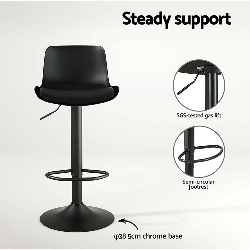 Artiss 4x Bar Stools Padded Seat Gas Lift Black - Furniture > Bar Stools & Chairs > Massage Chairs