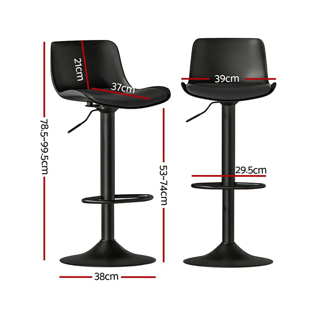Artiss 4x Bar Stools Padded Seat Gas Lift Black - Furniture > Bar Stools & Chairs > Massage Chairs