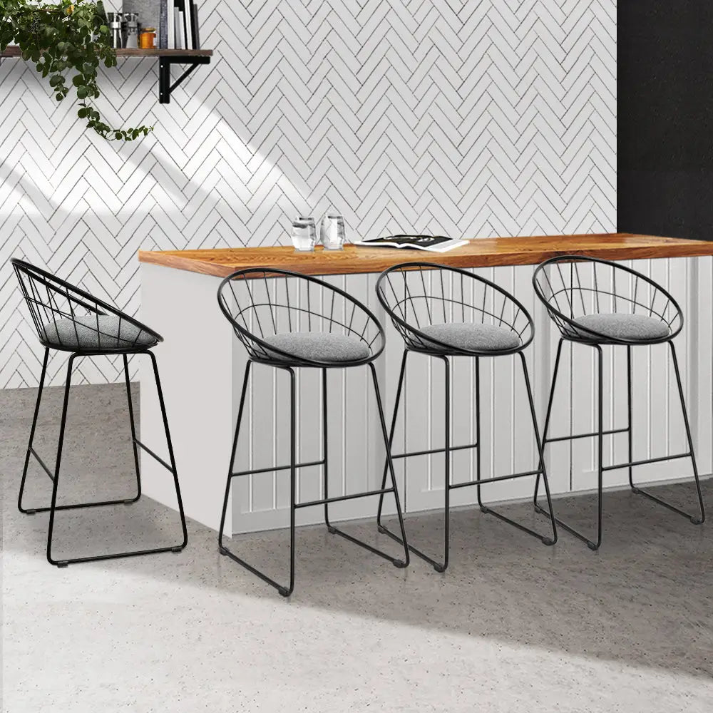 Artiss 4x Bar Stools Padded Seat Metal - Furniture > Bar Stools & Chairs