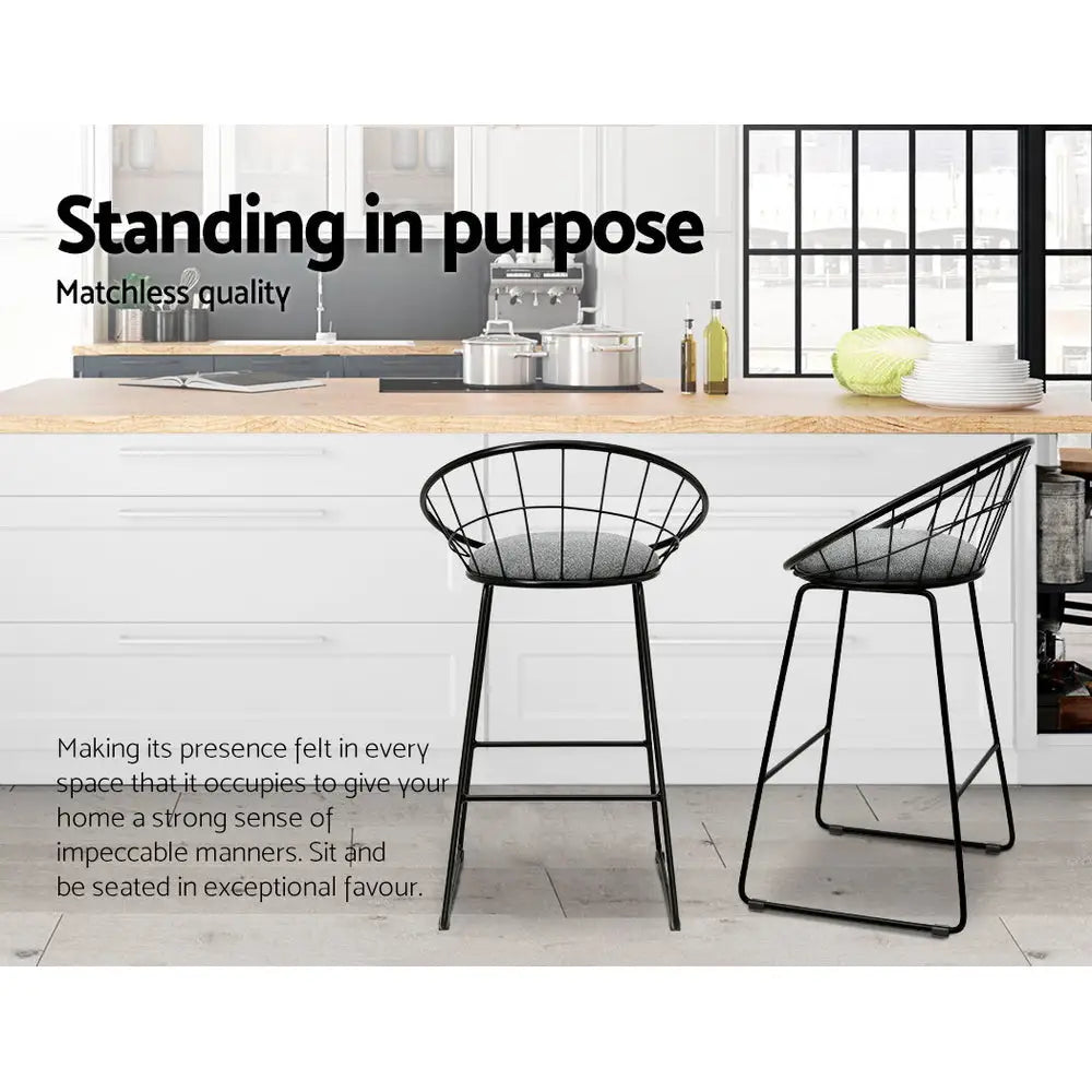 Artiss 4x Bar Stools Padded Seat Metal - Furniture > Bar Stools & Chairs