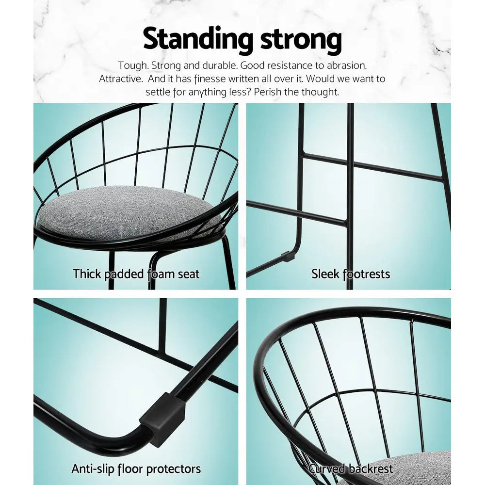 Artiss 4x Bar Stools Padded Seat Metal - Furniture > Bar Stools & Chairs