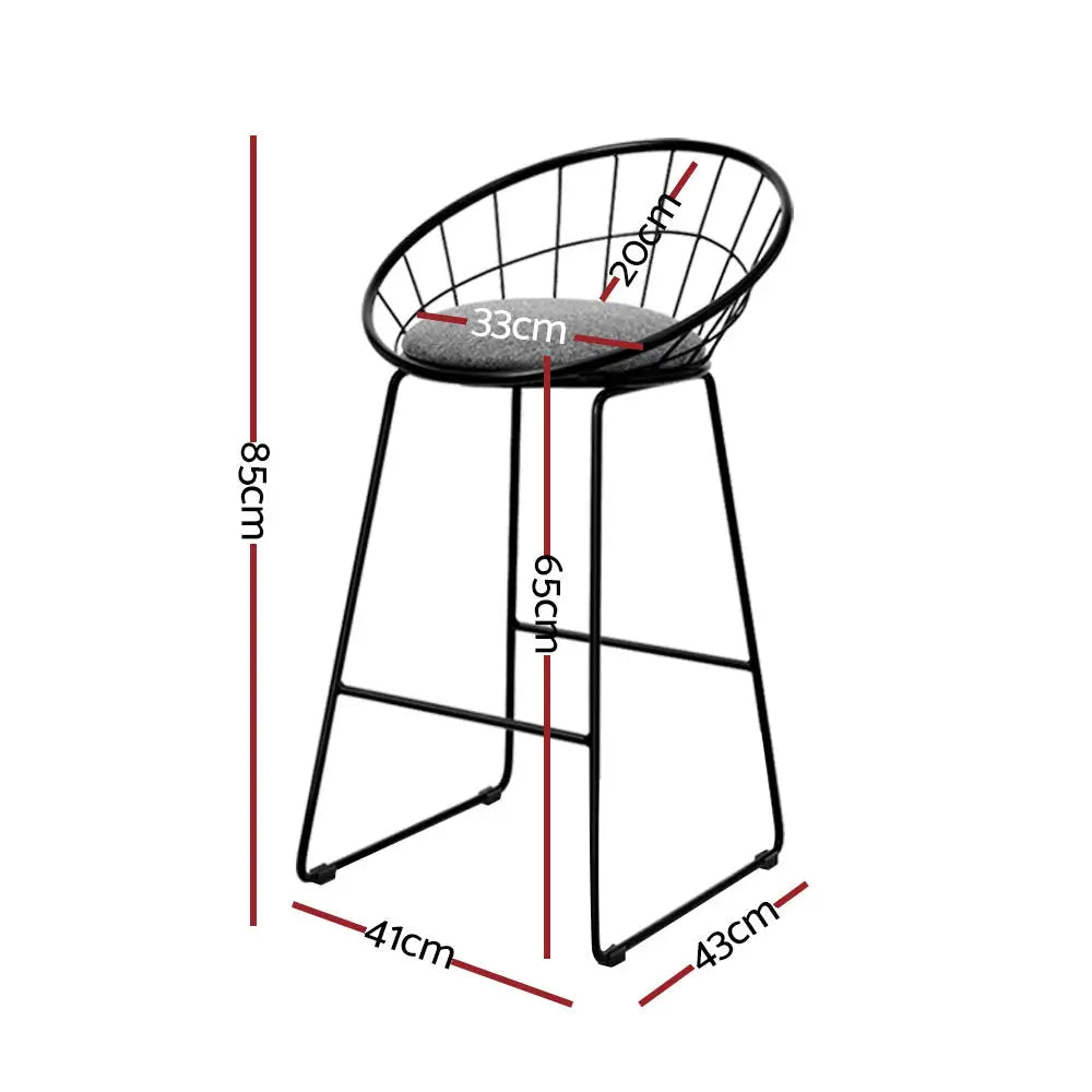 Artiss 4x Bar Stools Padded Seat Metal - Furniture > Bar Stools & Chairs