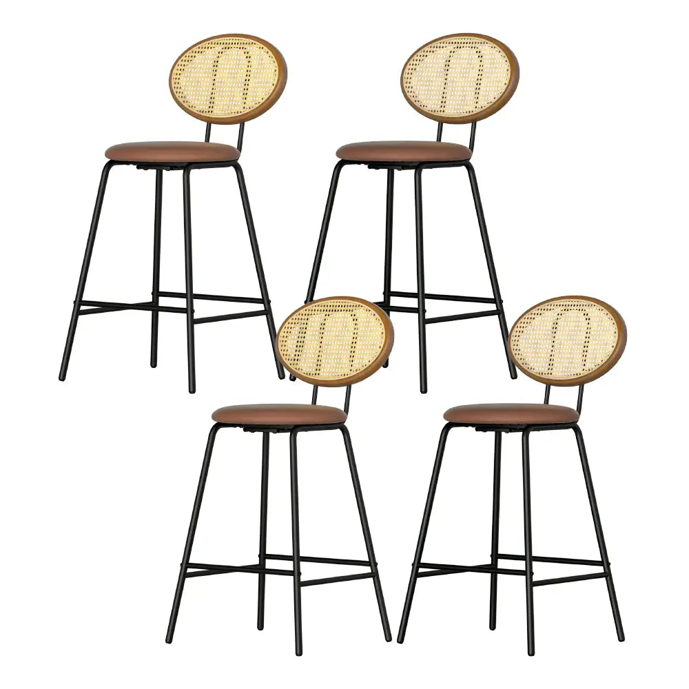 Artiss 4x Bar Stools PU Leather Stools Brown - Furniture > Bar Stools & Chairs > Table & Bar Stools
