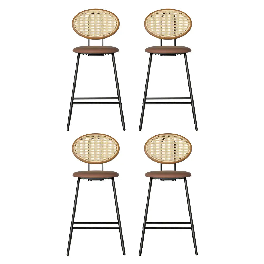 Artiss 4x Bar Stools PU Leather Stools Brown - Furniture > Bar Stools & Chairs > Table & Bar Stools