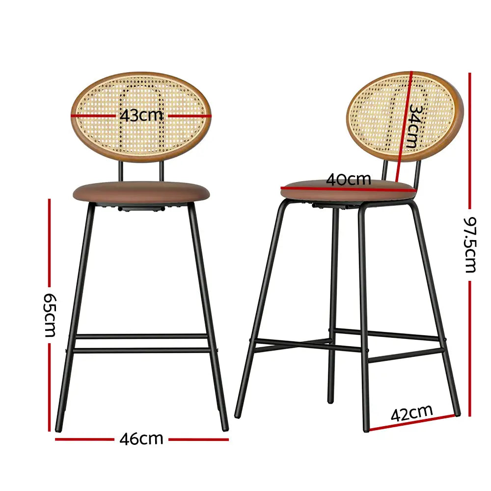 Artiss 4x Bar Stools PU Leather Stools Brown - Furniture > Bar Stools & Chairs > Table & Bar Stools