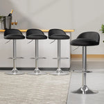 Artiss 4x Bar Stools PU Leather Gas Lift Black - Furniture > Bar Stools & Chairs
