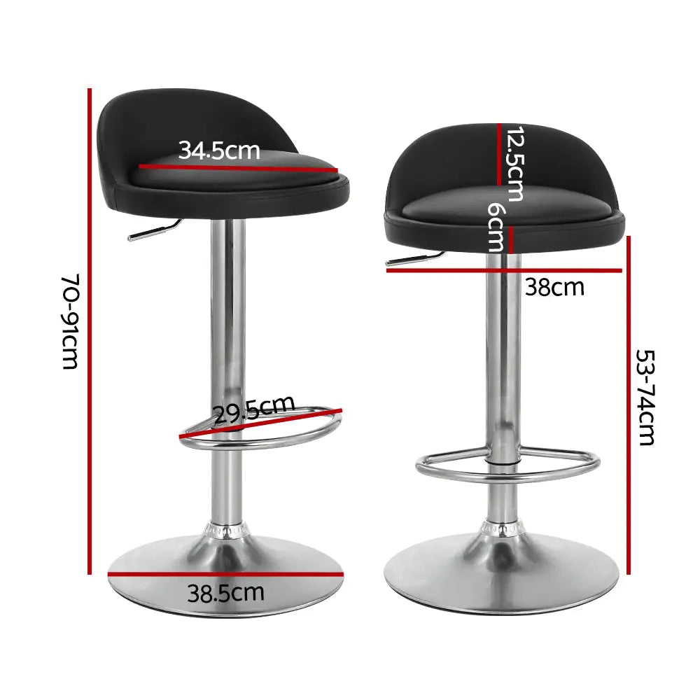 Artiss 4x Bar Stools PU Leather Gas Lift Black - Furniture > Bar Stools & Chairs