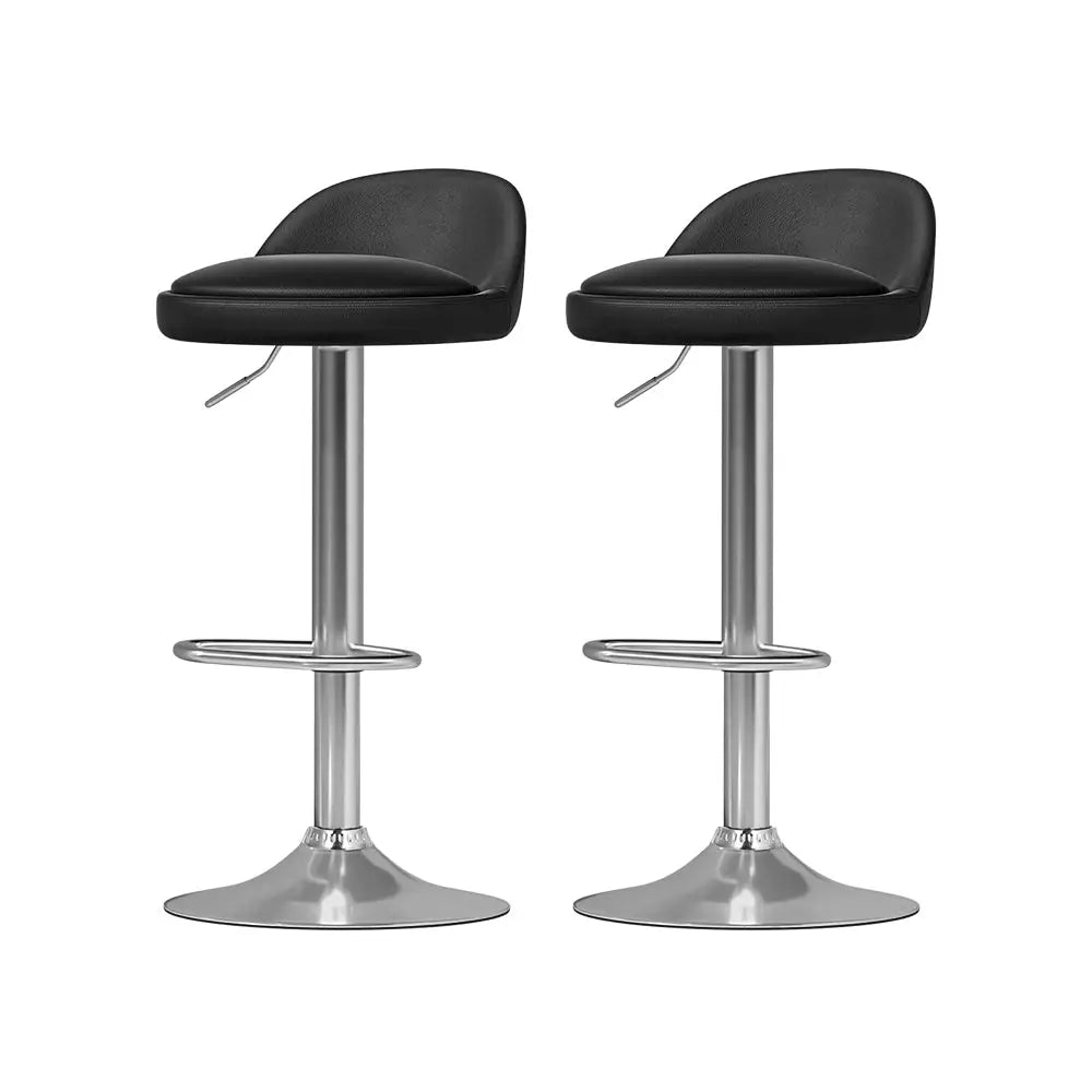 Artiss 4x Bar Stools PU Leather Gas Lift Black - Furniture > Bar Stools & Chairs