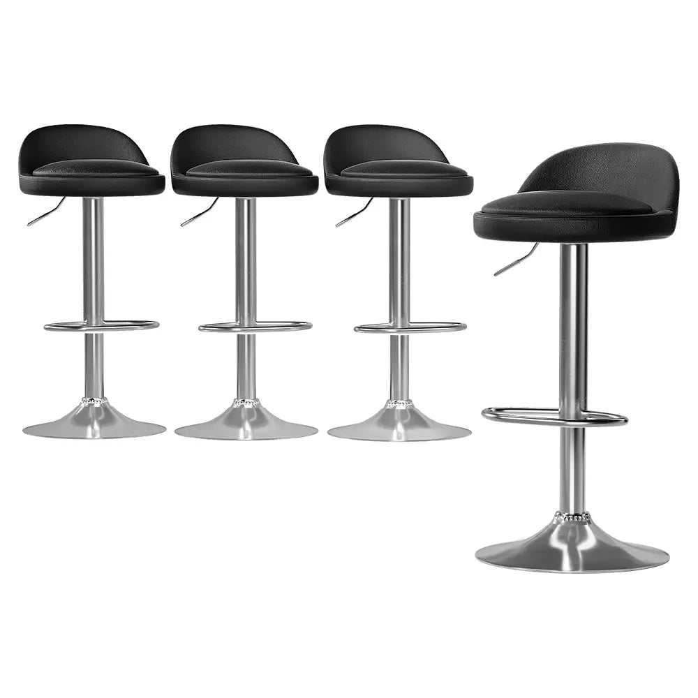 Artiss 4x Bar Stools PU Leather Gas Lift Black - Furniture > Bar Stools & Chairs