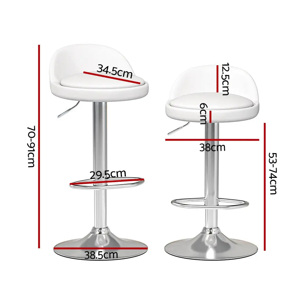 Artiss 4x Bar Stools PU Leather Gas Lift White - Furniture > Bar Stools & Chairs