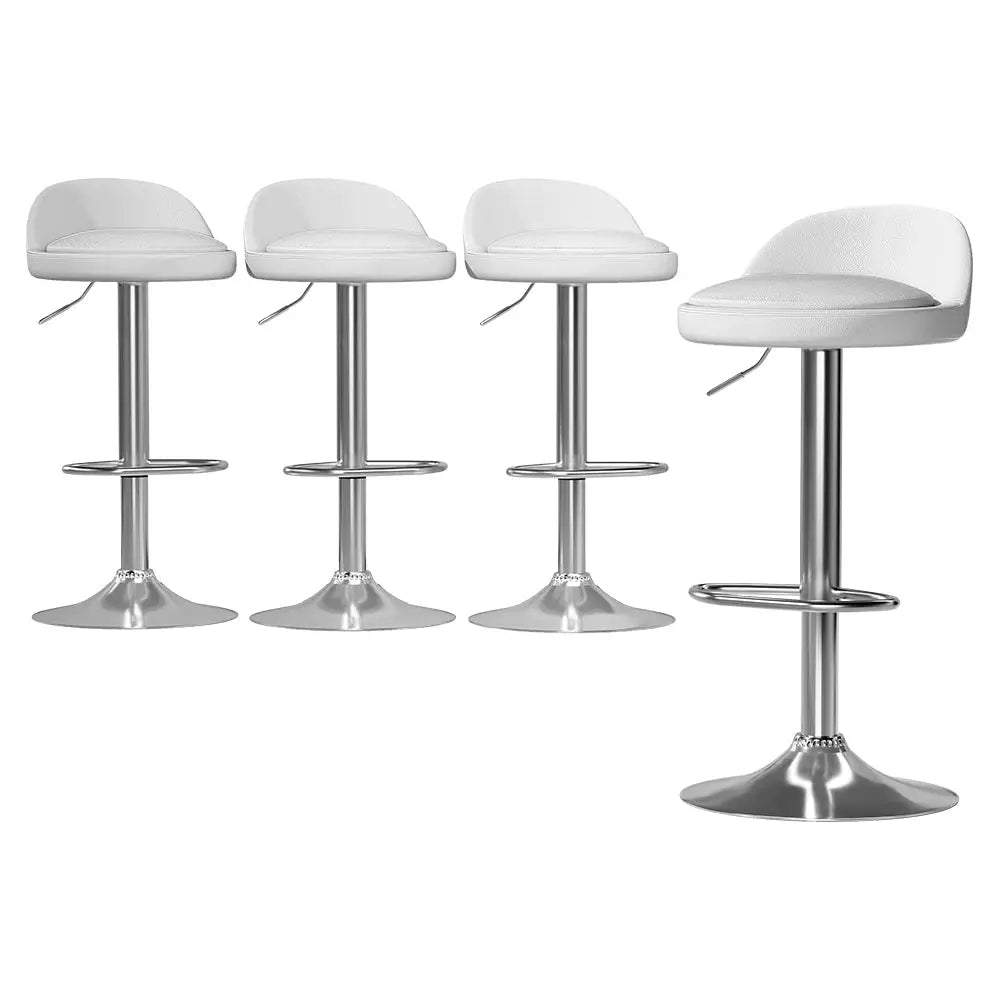 Artiss 4x Bar Stools PU Leather Gas Lift White - Furniture > Bar Stools & Chairs