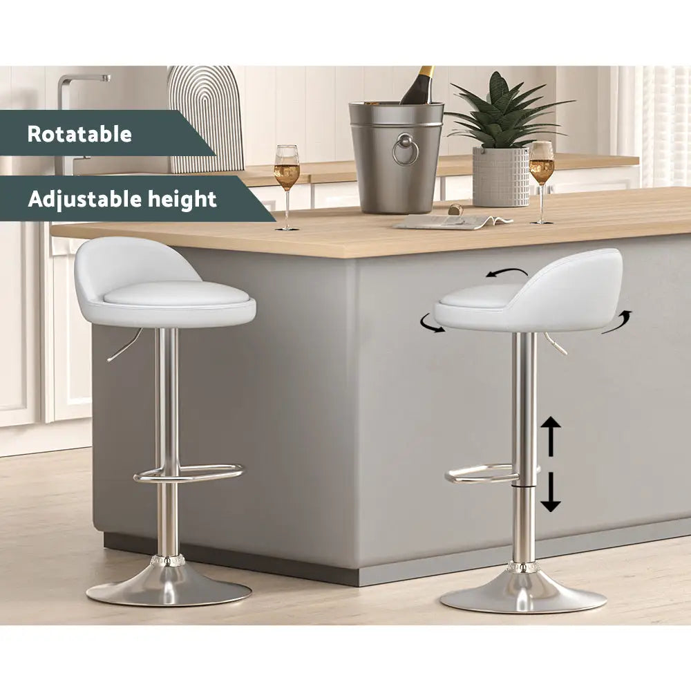 Artiss 4x Bar Stools PU Leather Gas Lift White - Furniture > Bar Stools & Chairs
