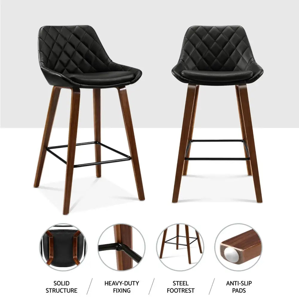 Artiss 4x Bar Stools PU Seat Wooden - Furniture > Bar Stools & Chairs > Table & Bar Stools