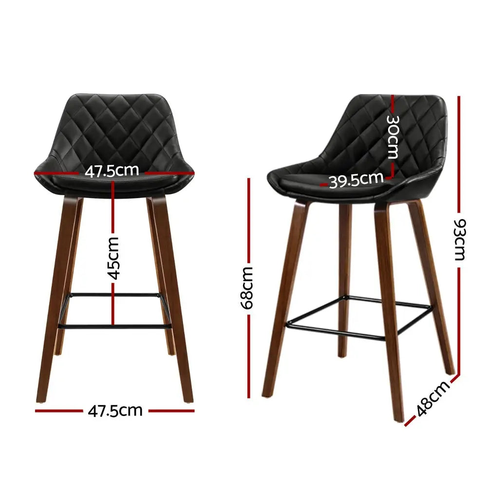 Artiss 4x Bar Stools PU Seat Wooden - Furniture > Bar Stools & Chairs > Table & Bar Stools