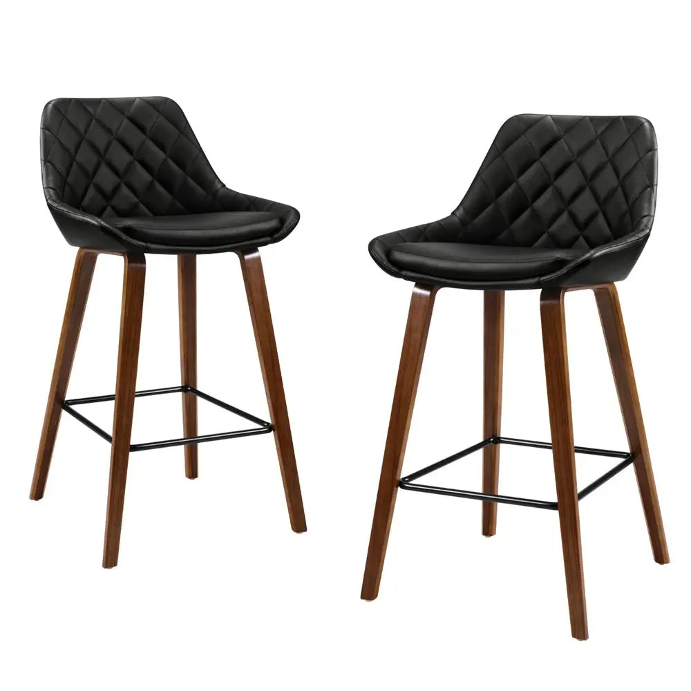 Artiss 4x Bar Stools PU Seat Wooden - Furniture > Bar Stools & Chairs > Table & Bar Stools