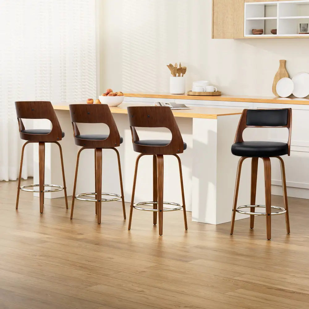 Artiss 4x Bar Stools Swivel Leather Chair 76cm - Furniture > Bar Stools & Chairs > Table & Bar Stools