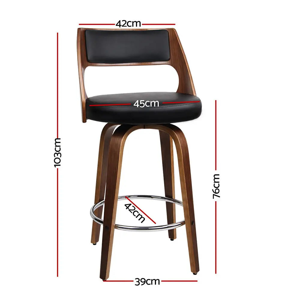 Artiss 4x Bar Stools Swivel Leather Chair 76cm - Furniture > Bar Stools & Chairs > Table & Bar Stools